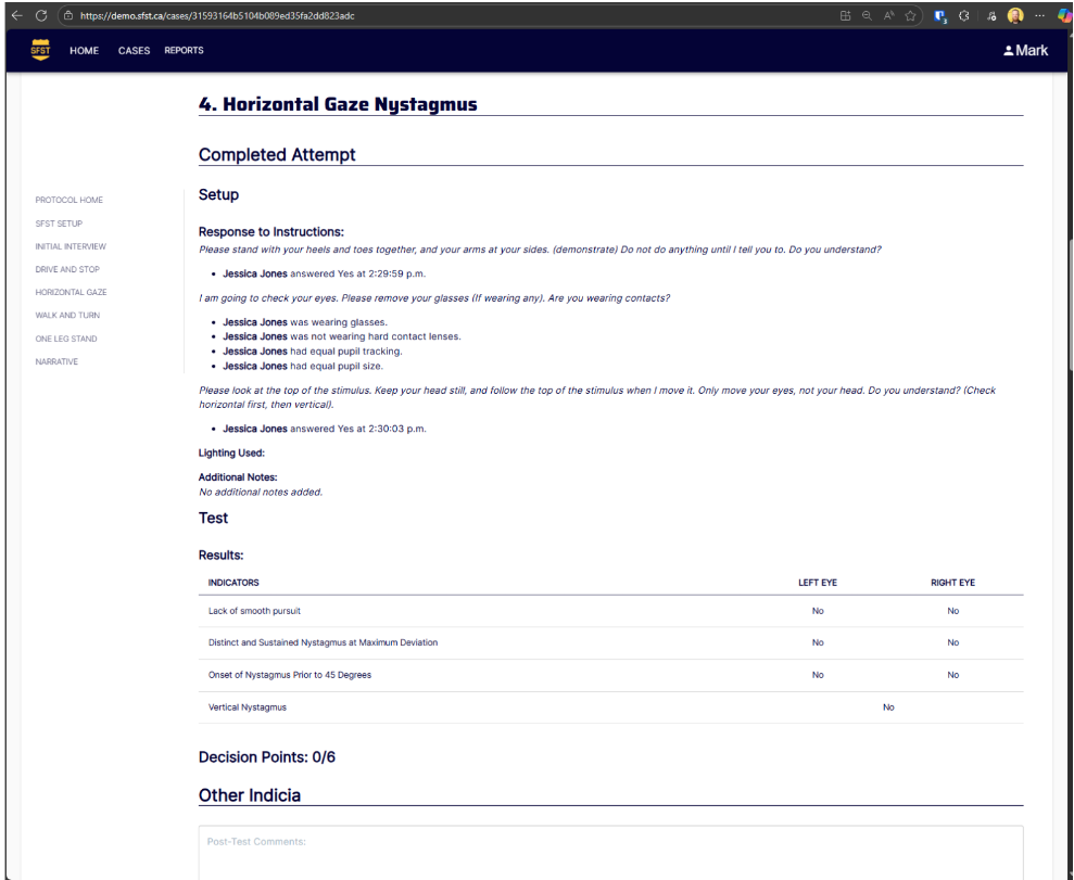 Evidex web report
